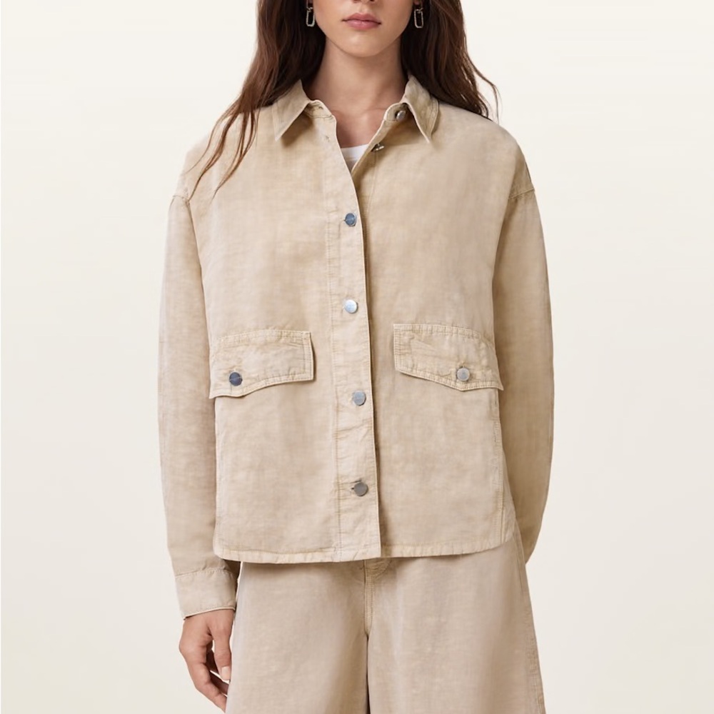 Allsaints Hettie Oversized Linen Blend Shacket